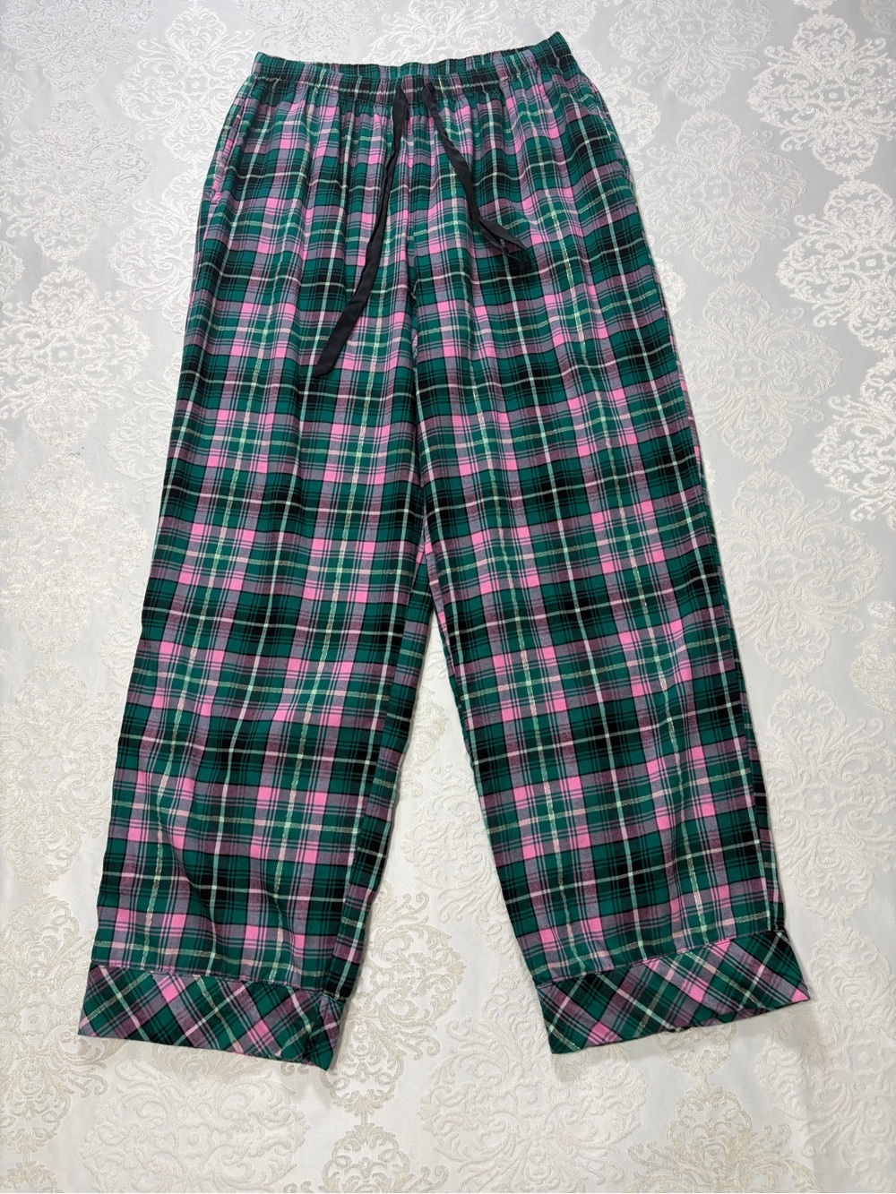Victorias Secret Cotton Modal Emerald Green & Pink Plaid Pajama Set Medium - Picture 3 of 13
